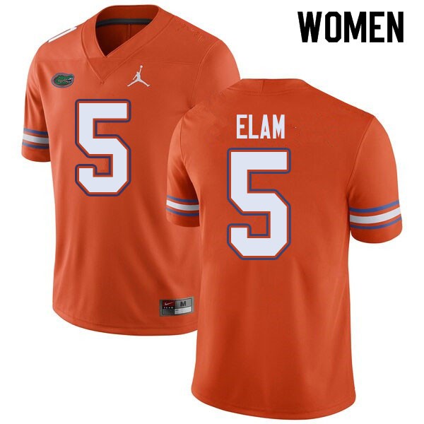 Jordan Brand Women #5 Kaiir Elam Florida Gators College Football Jerseys Orange
